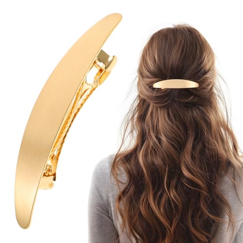 Französische Haarspange Groß Retro Automatisch Haarspange Haarspangen Damen Dünnes Haar Gold Haarschmuck French Barrette Clip für Frauen und Mädchen Feines Dickes Haar Spangen Haare