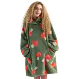 BEDSURE Hoodie Decke Damen mit Ärmeln Deckenpullover Kuschelpullover Damen Pilz Druck Standard, Geschenke für Frauen