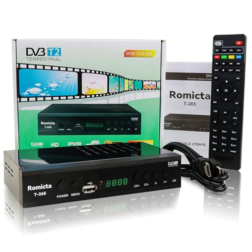 Romicta HD DVB-T2 Receiver 2024 – H.265 HEVC FTA Full HD PVR, USB, HDMI, SCART, digitaler terrestrischer TV-Tuner, Full HD 1080p High Definition Digital Receiver