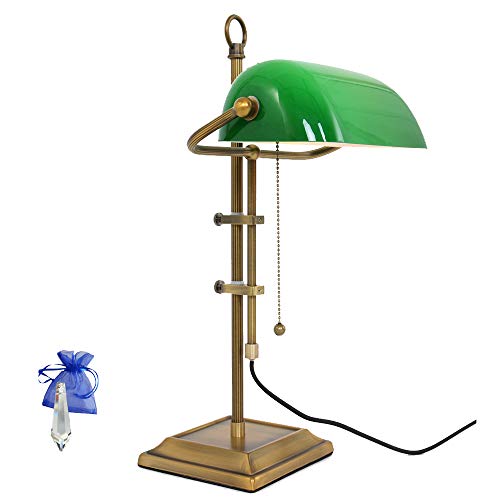 Christoph Palme Leuchten Bankerleuchte Retro E27 Tischleuchte Bankerlampe Bronze Vintage 7961BR + Kristall Giveaway