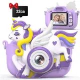 Hangrui Kinderkamera, 2.0”-Bildschirm Kinder Kamera, 1080P HD Kamera Kinder mit 32G Speicherkarte, Fotoapparat Kinder, Digitalkamera Kinder Geschenke für 3-12 Jahre Geburtstag Kinder