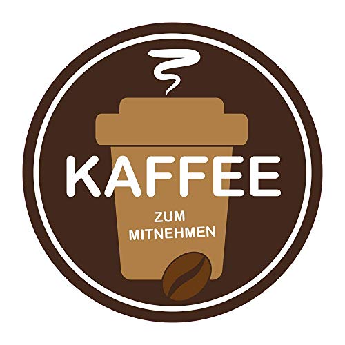 foliado® Coffee 2 Go Kaffee zum Mitnehmen Digitaldruck Aufkleber Folie für Schaufenster, Tür, etc. Hinweis Folie | rund | DAF-007 (50 x 50 cm)
