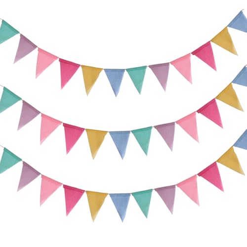 Wimpelkette Outdoor Wetterfest, Einschulung Deko, 3Stück Girlande Geburtstag, für Jugendweihe, Matschküche, Regenbogen Deko, Luftschlangen, Kinderzimmer, Deko Gartenparty