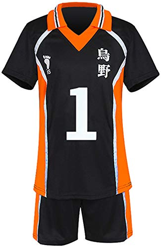 Gurbanton Anime Kostüm Jersey Karasuno High School Volleyball Uniform Cosplay Shirt Shorts, 1-Sawamura Daichi, XL