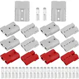 Tyafzzn 12 Stück Batterieanschluss 50a Stecker, Quick Connect Batterie, Batterie Schnelltrennstecker, Hochstromstecker, Batterieanschluss 50A Stecker für Auto, Wohnmobil, Wohnwagen(8 x Grau, 4 x Rot)