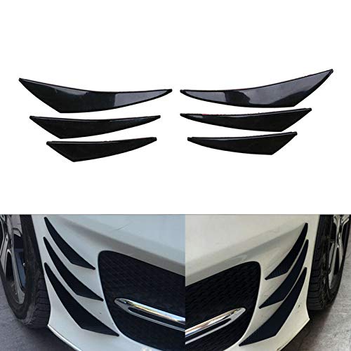 Areyourshop 6 Stück Universal Carbon Fiber PP Auto/Auto Frontstoßflosse Spoiler Canards Black C207-A007