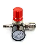 QWORK® Druckregler des Luftkompressors, 1/4" EU-Standard Druckregelventil Druckschaltventil mit 175PSI 12Bar Manometer für Luftkompressor (4 Löcher)