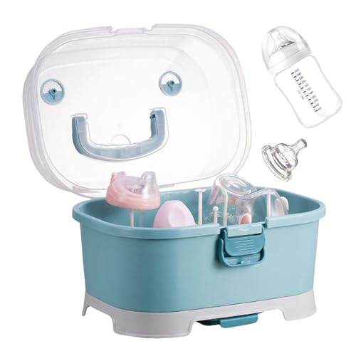 Babyflaschenlager, Babyflaschen Organizer - Tragbares abnehmbares staubsicheres Babyflaschenregal mit Abflussschale,Großkapazitätsraum sparende Kindergartenboxen für Milchspeicher Fütterung Kleinkind