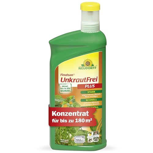 Neudorff Finalsan UnkrautFrei Plus, 1L - Kraftvoller Unkrautvernichter gegen Unkräuter, Gräser, Moos & Algen, Biologisch abbaubar, Schonend für Haustiere, Klar