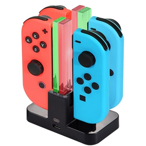 Ladestation für Nintendo Switch für Joy-Con, Diyife 4 IN 1 Charger das Aufladen für Joy-Con, mit Typ C Ladeport, LED-Anzeige Intelligenter Schaltung