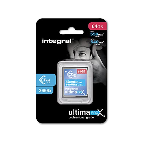 Integral Memory 64GB CFast Card 2.0 High Performance mit Einer Lesegeschwindigkeit von bis zu 550MB/s und Einer Schreibgeschwindigkeit von bis zu 540MB/s INCFA64G-550/540