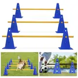 Shengruili 3 Set Sports Steckhürdenset,Fussball Trainingszubehör,Agility Set Hunde,Hürden Set Verstellbar,Agility Zubehör für das Training,Agility-Ausrüstungs-Set für Hunde für Haustiere(Blau-32cm)