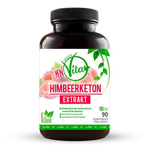 MeinVita Himbeerketon Extrakt - 1350 mg (Tagesportion) - hochdosiert - 100% vegane Kapseln, 90 Stück (53 g)