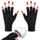 Gjinxi UV-Handschuhe für Nagelschelmgel, 1 Paar UV-Schutzhandschuhe für Nägel Kunst Lampe Lichtschutz Maniküre-Pflege Fingerlose Handschuhe Anti-Sonnen-Frauen (Schwarz)