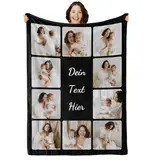 iDIY Personalisierte Decke mit Foto und Text – Fotodecke Selbst Gestalten – Personalisierte Geschenke für Familie, Paare, Muttertag und Vatertag - Foto Geschenk - 10 Fotos