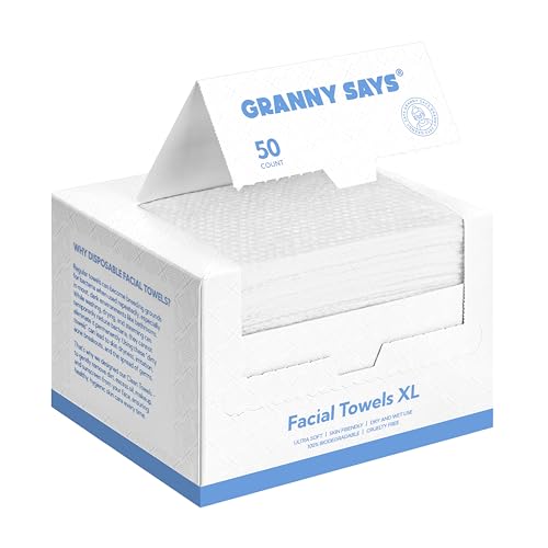 GRANNY SAYS Gesichtshandtücher XL, 50 St. Einmal Waschlappen, Waschlappen Einweg, Abschminktücher, Gesichtsreinigungstücher, 50 Count Disposable Face Towels Large, Face Tissue for Sensitive Skin
