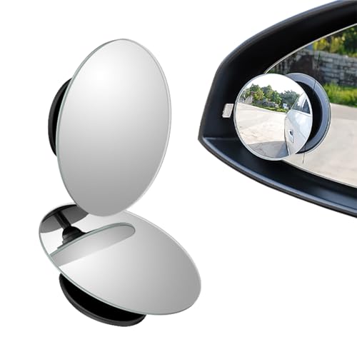 zoerbufan 2 STK Toter Winkel Spiegel, Auto Blind Spot Spiegel Runder Rahmenloser Seitenspiegel, 360° Weitwinkel Einstellbare HD Glas Konvexe Spiegel für Alle Arten von Fahrzeugen