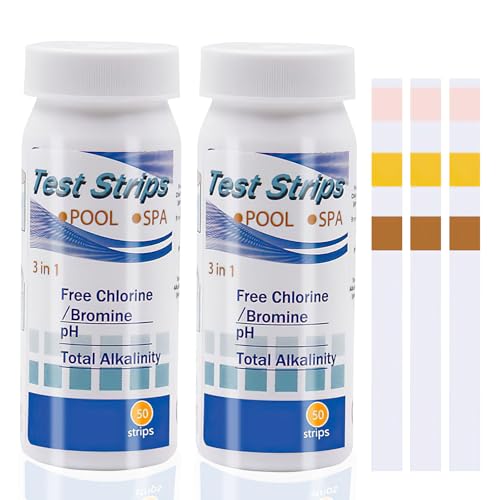 100 Stück Pool Teststreifen, Pooltester PH und Chlor Wert, 3 in 1 Pool-Teststreifen für Spa, genauer chemischer Tester, Wassertest, Restchlor CI Gesamtalkalität, Wasserhärte