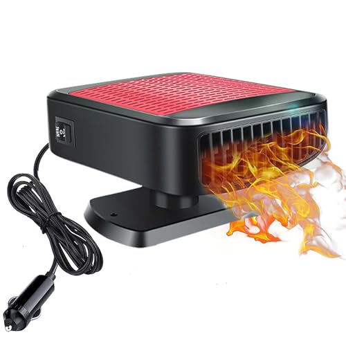 Auto Heizung, 12V 200W Tragbare Auto Heizung, Auto Heizung mit Zigarettenanzünder Stecker, 360° Drehbar 2 in 1 Schnelle Heizung Windschutzscheibe Defogger für Auto
