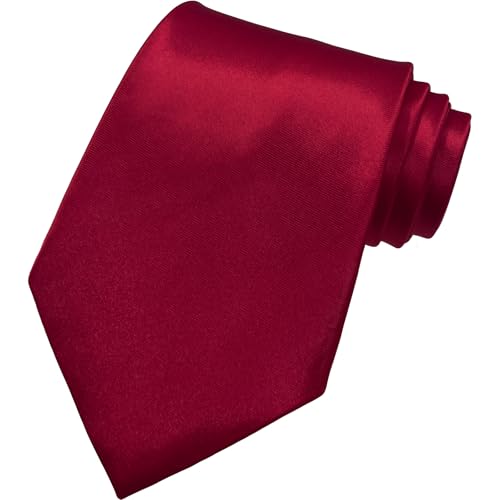 AHLPO Elegante Krawatte für Herren Satin 8 cm, Herren Krawatten, Klassische Schlips Herren für Hochzeit, Büro, Party und Festliche Veranstaltungen - Einfarbig in Verschiedenen Farben Tie Weinrot