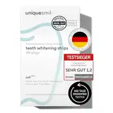 Uniquesmile Zahnaufhellung Whitening Strips - Testsieger 2024-100 Tage risikofrei testen - frei von Peroxid - innovative Formel mit natürlichen Inhaltsstoffen (28 Stück)