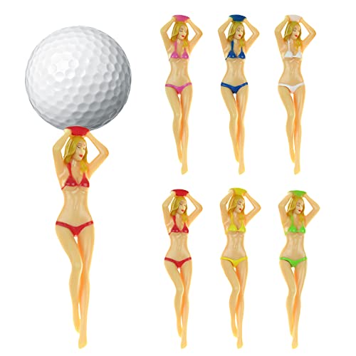 HOMURY Golf Tees Golf Zubehör: Golf Tees Kunststoff Lang Plastik Bikini 6 Stück Wiederverwendbar, Golf Geschenke Kunststoff für Männer Sexy Lady Golf Tees, 75mm/3 Zoll Lustige Geschenke