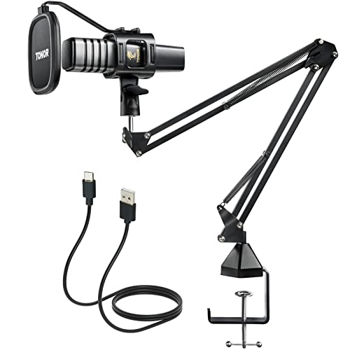 TONOR Mikrofon PC, USB Gaming Kondensatormikrofon Microphone Podcast Mic Nierencharakteristik Mikro mit Arm Popfilter Mikrofonspinne, Mikrophon für Streaming Aufnahme YouTube Twitch PS4/5, TC30+