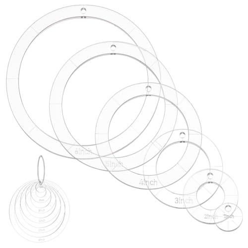 NBEADS 6 Stk. Kreis Quilten Acryl Schablone, 1/2/3/4/5/6 Zoll Durchmesser Quilting Schablonen mit Binder Scharnier Ringe Runde Nähen Quilting Schablonen für Patchwork DIY Kunsthandwerk Dekoration