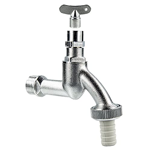 tecuro Auslaufhahn Auslaufventil Zapfhahn mit Steckschlüssel - Oberteil 1/2" matt chrom