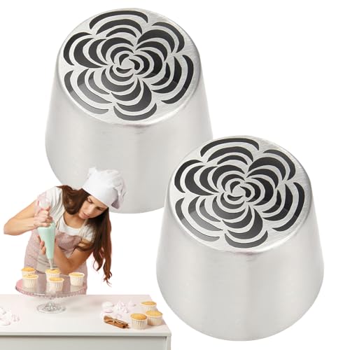Russische Rohrtipps - Tipps zur Kuchendekoration | 2x Kuchendekorationsdüse | Geschirrspüler | Gebackene Produkte für Weihnachten, Hochzeit, Geburtstag, San
