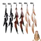 Boho Federn Haarschmuck Clip,Indianer Federn Haarschmuck,Hippie Federn Haarschmuck Clip,6PCS Clip Halloween Partyzubehör Halloween Kostüm Accessoires Halloween Kostüm Cosplay Zubehör
