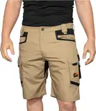 ACE Constructor Plus Herren-Arbeitshose kurz - Männer-Arbeitshosen mit Cargo-Taschen & Stretch-Bund für den Sommer - Beige - 52