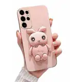 Miagon Kaninchen Ständer Hülle für Samsung Galaxy S24 Ultra,Cute Mädchen Dünn Galvanisierte Schutzhülle Weiches Case Bumper mit Hase Halter Kickständer