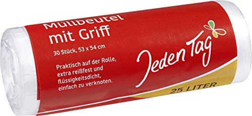 Jeden Tag Müllbeutel Griff 25l, 30 Stück (1er Pack)