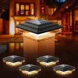 kefflum 4 Stück Solar Pfostenkappe 7x7 8x8 9x9 10x10 Solar Pfostenkappen Licht,Solar Pfostenleuchte,Solar Zaunpfosten Lampe Solarlampe Außen Säulenlampe IP65 Wasserdicht für hölzerne Pfosten,Zaun
