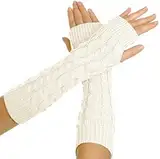 VUCDXOP Winter Gestrickte Handschuhe für Damen, Fingerlose Armstulpen Feinstrick lang Handwärmer Stulpen, Warm Strick Handschuhe Pluswärmer Handstulpen Armwärmer Stulpen für Damen