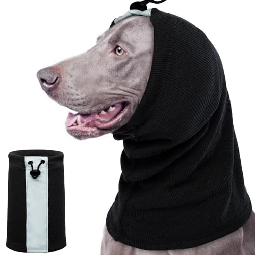 Hündohr Muffs Noise Protection, Hund Ohrenschützer Dog Earmuffs Kapuzenpullis für Hunde Katzen, Hunde Hals und Ohren Wärmer Hunde Hoodie Anti Angst Snood(Schwarz, L)