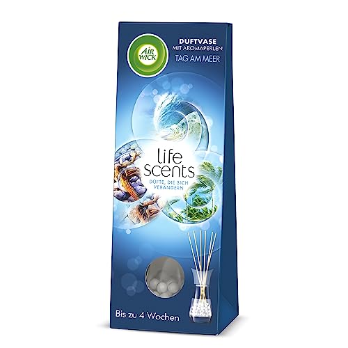 Air Wick Duftvase mit Aromaperlen – Duft: Tag am Meer – 1 x 30 ml Raumduft mit Stäbchen