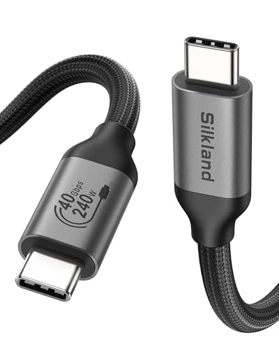 Silkland USB4 Kabel mit Thunderbolt 4/3 Kabel 1.5m, 40Gbps Datenkabel, 8K@60Hz 4K@144Hz HDR Videokabel, Schnellladung 240W 5A PD3.1 für MacBook, PSSD, iPad, iPhone 15 Pro, Dockings, USB-C Monitor