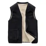 Didadihu Steppweste Herren Winter - Freizeit Weste Plüsch Fleeceweste Ärmellos Jacke Ärmellos Warm Steppweste Vest Pufferweste Gefüttert Essentials,Schwarz,5Xl