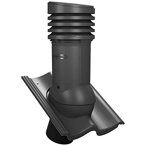 Gedämmter Entlüfterkamin EVO DN150 für Braas - Doppel-S, Nelskamp - S, IBF - Doppel-S, ProDach - Doppel-S, Dachziegel Dachlüfter (RAL 7021 - Anthrazit)