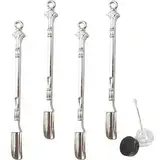 Mini-Medizinlöffel, Mini Snuff Spoon, Mini Pulver Löffel, 4PCS Mini Medicine Scoop Schnupftabaklöffel Probenahme Scoop Mini Schaufel Löffel für Medikamente Salze Gewürze (Silbrig)