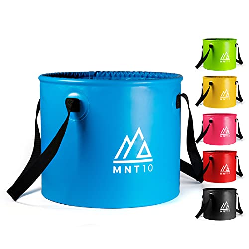 MNT10 Outdoor Falteimer in 15L oder 20L I Faltschüssel aus robustem Planen Gewebe I Als Camping Spülschüssel, Spülwanne oder als Faltbarer Eimer für Camping Geschirr, Besteck (Blau 15L)