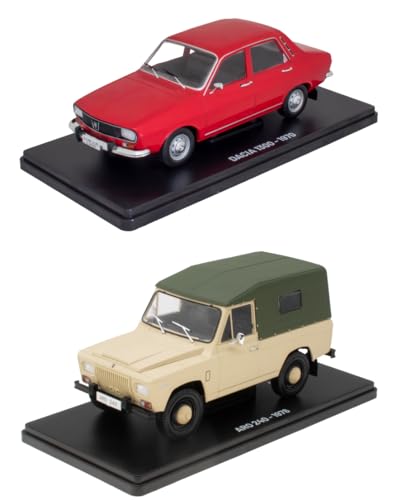OPO 10 - Lot von 2 Miniaturautos im Maßstab 1:24 aus Osteuropa: Dacia 1300 + ARO 240 / ELC901+902
