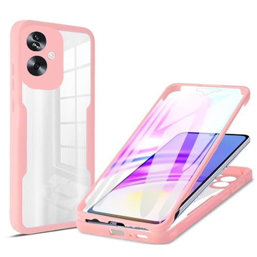 Rnrieyta Miagon 360 Grad Hülle für Xiaomi Poco F5 Pro 5G,Ganzkörper Schutzhülle mit Eingebauter Displayschutzfolie Full Body Silikon Case Durchsichtige Bumper,Rosa