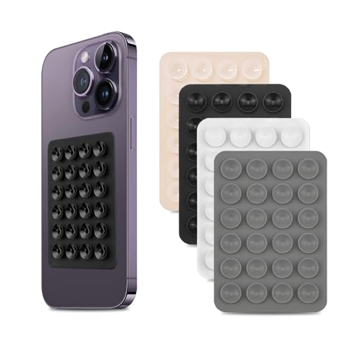 BOBOPACK 4 Stück Silikon Saugnapf, Handy Kleber Rückseite Saugnapf, Saugnäpfe Handy, Einfacher Saugnapf Aufkleber, Anti-Rutsch Handyhülle, Tragbare abnehmbare Handy Halterung Quadrat