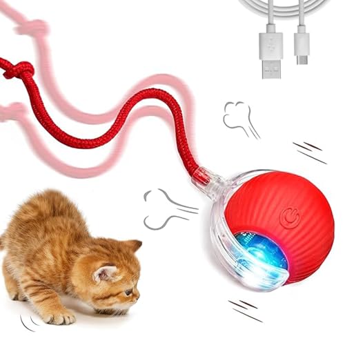 Katzenspielzeug, Geräuscharmes Katzenspielzeug Selbstbeschäftigung, Interaktives Katzenspielzeug mit USB, Intelligente Hindernisvermeidung Katzenspielzeug Elektrisch Ball, Katzenspielzeug für Katzen