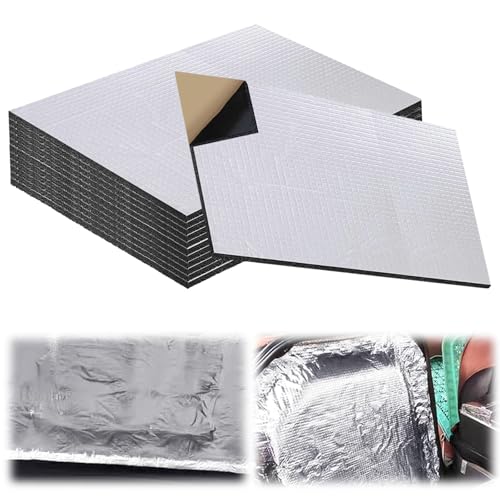12 Stück 5mm Dämmmatte Auto, 40x25cm Dämmmatte Selbstklebend, Schalldämmung Pads, Schallschutzmatte für Schalldämmung, Wärmedämmung, Brandschutz und Abdichtung