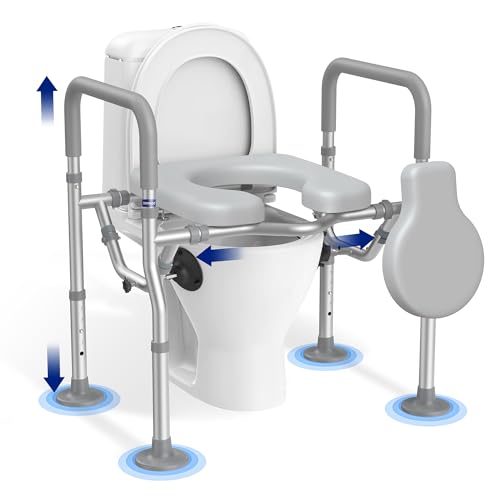 T1 Toilettensitzerhöhung mit Armlehnen, WC Sitzerhöhung für Senioren, Toilettensitzerhöher mit Höhenverstellbaren, Erhöhter Toilettensitz mit Saugnäpfen, ür Senioren Behinderten, Schwangere Frauen