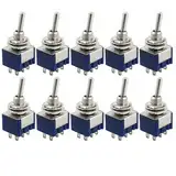 Hailege 10pcs AC 125V 6A Ampere EIN/EIN 6 Klemmen 2 Positionen DPDT Kippschalter MTS202